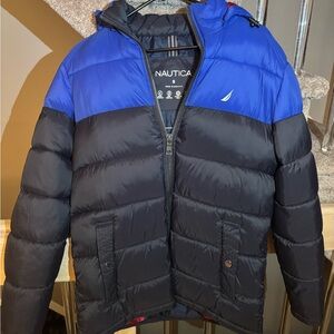 Nautica Blue and Black Insulated Puffer Jacket